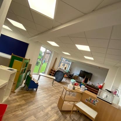 LED ceiling panels fitted in a school classroom